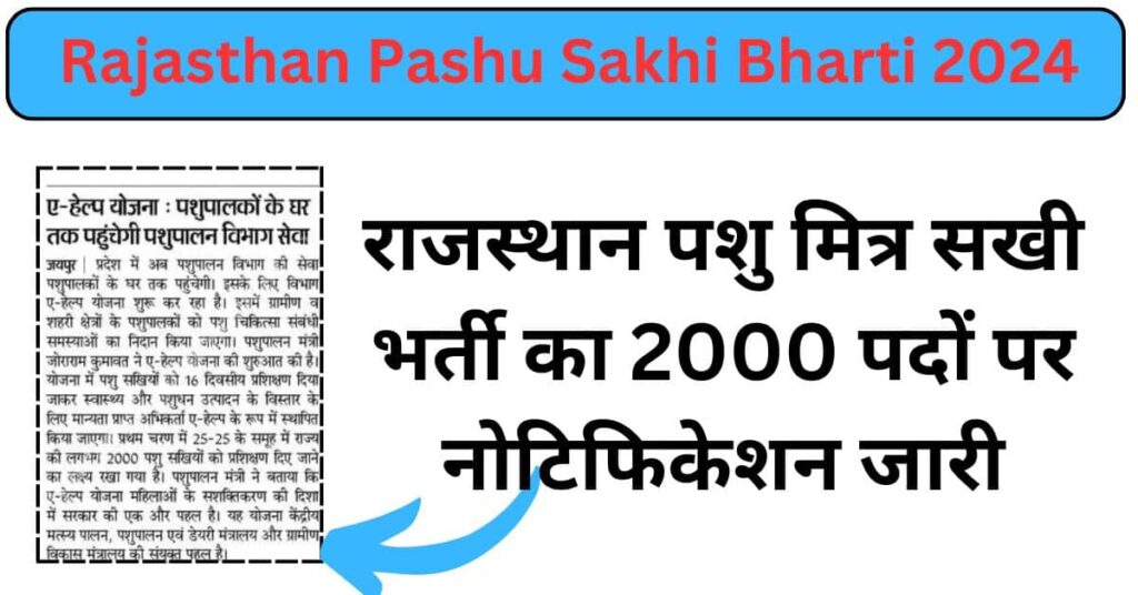 Rajasthan Pashu Sakhi Bharti 2024